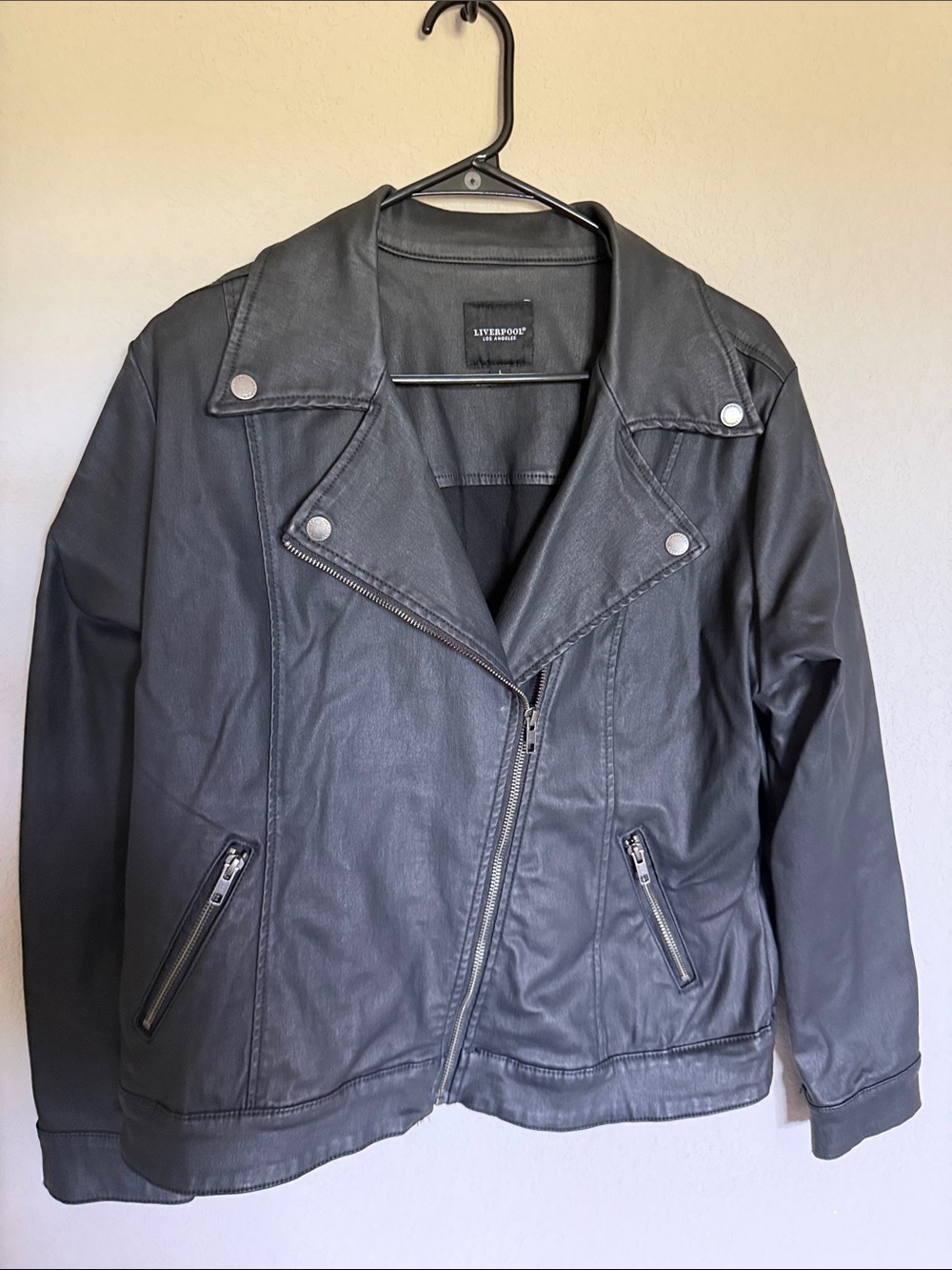 Liverpool Black Faux Leather Asymmetrical Moto Jacket